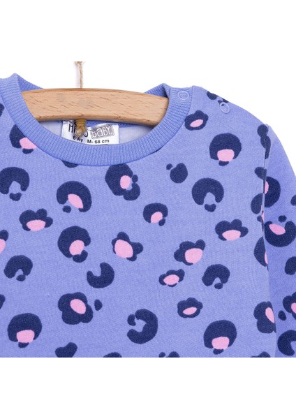 Basic Az Şardonlu Leopar Desenli Sweatshirt Kız Bebek modelleri
