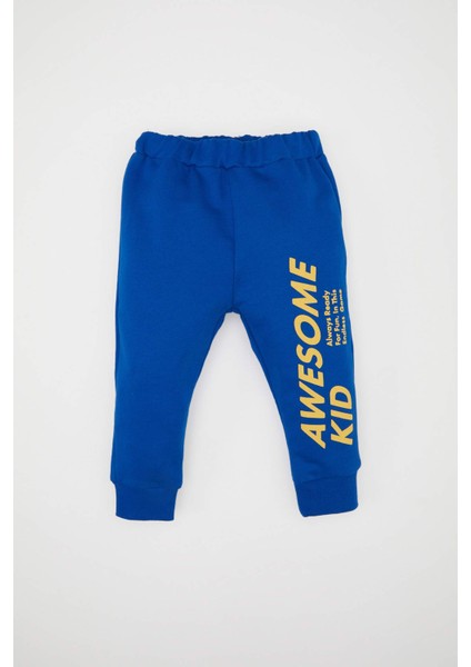 Erkek Bebek 2'li Takım Bisiklet Yaka Baskılı Sweatshirt Lastikli Eşofman Altı D7647A524WN