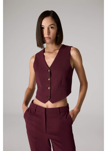X Sorbe Regular Fit V Yaka Düğmeli Blazer Yelek D9928AX24AU