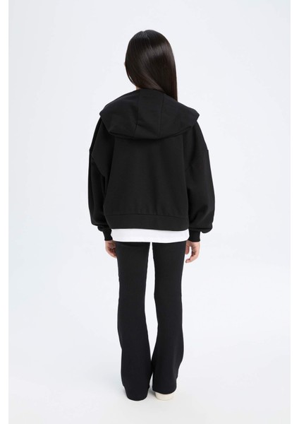 Kız Çocuk 2'li Takım Kapüşonlu Baskılı Sweatshirt İspanyol Paça Tayt D0725A824AU indirimleri