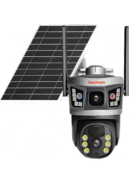 HM-464 4mp Solar Wıfı Ip Ptz Dual Light Çift Kameralı V380 Pro App Kamera