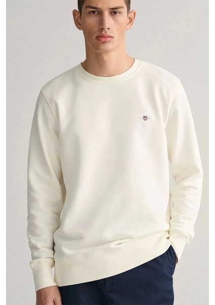 Gent Erkek Krem Regular Fit Sweatshirt