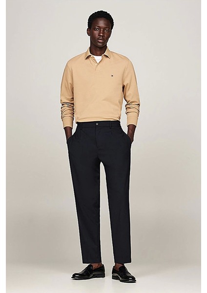 Erkek Uzun Kollu Polo Yaka Bej Sweatshirt