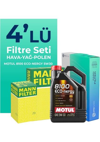 MANN Seat Toledo 1.2 TSi Filtre Bakım Seti Motul Motor Yağlı (2011-2016) 4 Lü