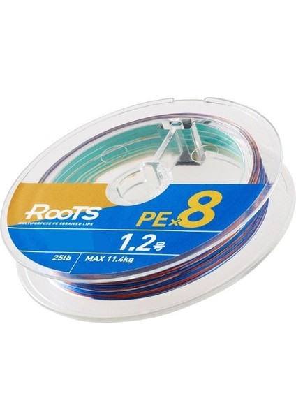 X8 Roots 1.0 Pe 300M 8 Örgü Spin Ip Misina 9.1kg Çeker Multicolor