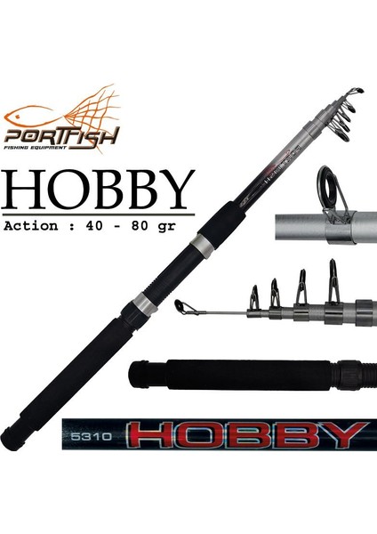 Hobby 270 cm 40-80G Atarlı Fiber Teleskopik Olta Kamışı