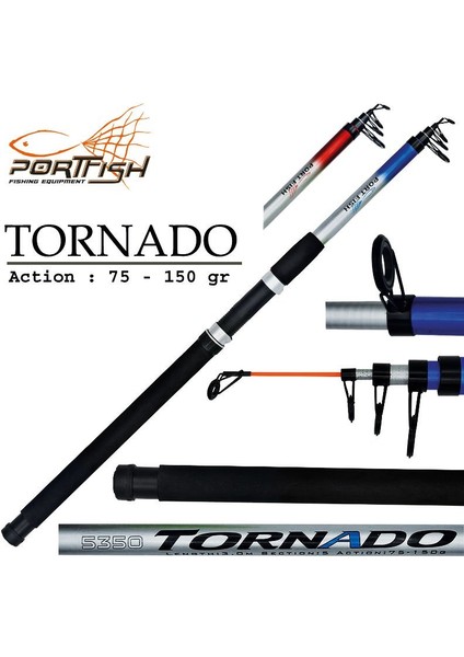 Tornado 330 cm 75-150G Atarlı Fiber Teleskopik Olta Kamışı Mavi