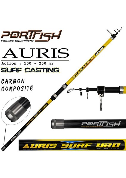 Auris Surf 420 cm 100-200G Atarlı Kompozit Surf Olta Kamışı