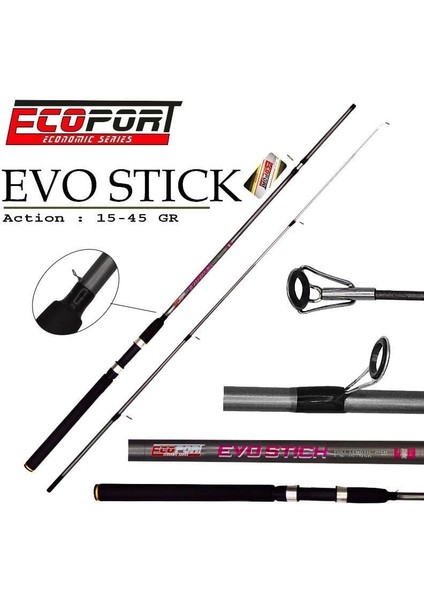 Evo Stick 240 cm 15-45G Atarlı Fiber Spin Olta Kamışı