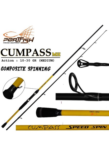Cumpass 270 cm 10-30G Atarlı Kompozit Spin Olta Kamışı