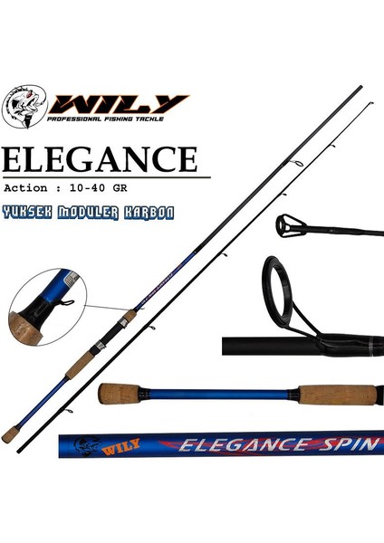 Elegance 240 cm 10-40G Atarlı Karbon Spin Olta Kamışı