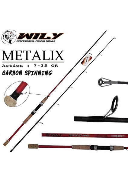 Metalix 210 cm 7-35G Atarlı Karbon Spin Olta Kamışı