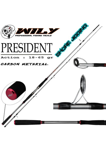 President 288 15-65G Atarlı Karbon Shore Jig Olta Kamışı