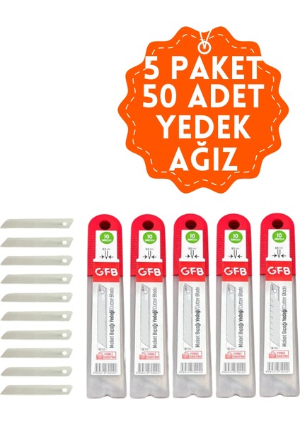 Gfb Kırımsız Maket Bıçağı Yedeği Standart Tek Gövde 18X05 mm 50 Li 5 Paket