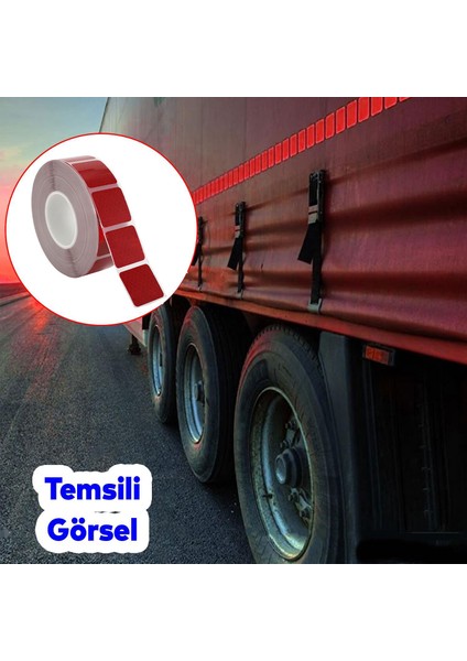 Tüvtürk Onaylı 5 Metre Kırmızı Parçalı Reflektörlü Reflektif Fosforlu Şerit Bant Kesikli Ikaz Bandı