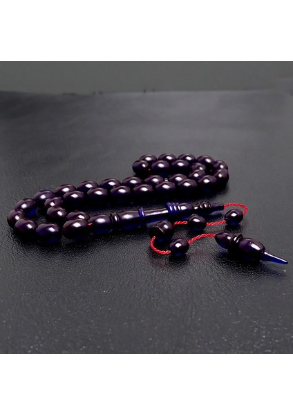 Sıkma Kehribar Tesbih Koyu Gece Mavisi Usta İşçilikli Halkalı İmame fiyatları