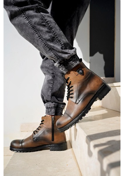 Thomas Açık Kahve Garantili Su & Soğuk Geçirmez Kışlık Fermuarlı Bot Kauçuk Taban Sağlam THOMAS-254 modelleri