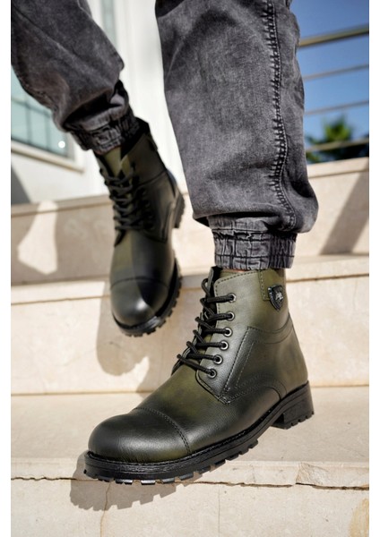 Thomas Haki Yeşil Garantili Su & Soğuk Geçirmez Kışlık Fermuarlı Bot Kauçuk Taban Sağlam THOMAS-254 modelleri