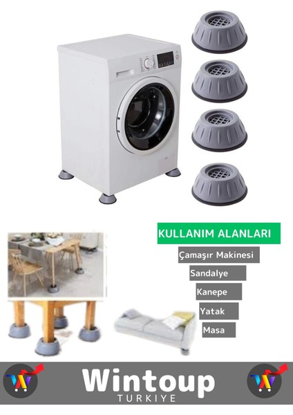 Titreşim Önleyici Kaydırma Çamaşır Makinesi Mobilya Sabitleyici Ayak 8'li Set fiyatları