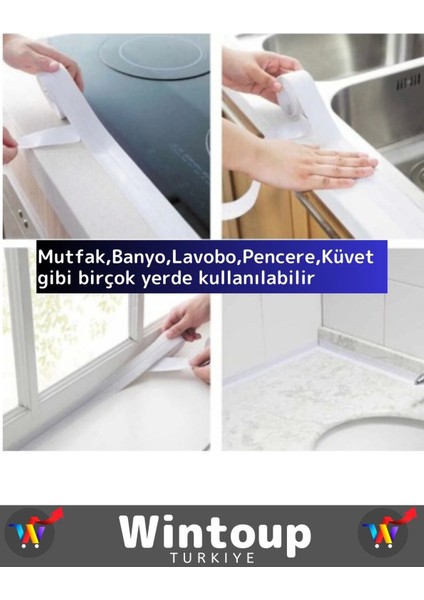Suya Dayanıklı 3.2 Metre Mutfak Lavabo Pencere Tezgah Kenar Süper Yalıtım Bandı