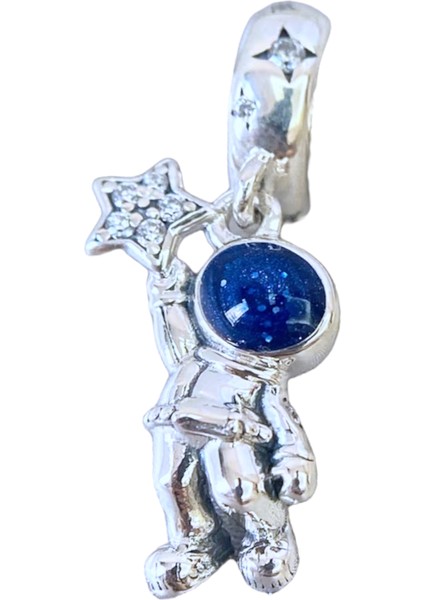 Yıldız Tutan Astronot Charm | 925 Ayar Gümüş