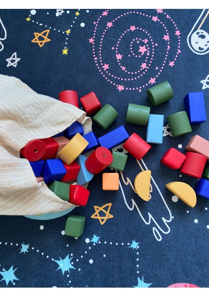 Montessori Eğitici Oyuncak, Ahşap Küpler Eğitici Açık Uçlu Oyuncak - El Yapımı