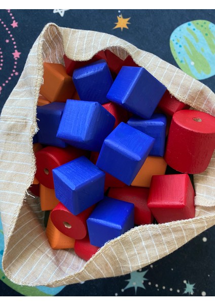 Montessori Eğitici Oyuncak, Ahşap Küpler Eğitici Açık Uçlu Oyuncak - El Yapımı
