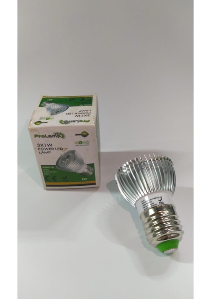 Prolamp 3W(3X1W) 220-230V Power LED Eski Tip Spot Ampul (Beyaz Işık) E27 Duylu