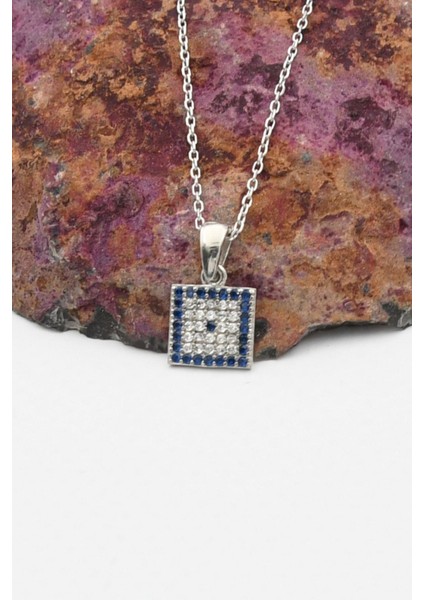 Gümüş Nazar Boncuğu Kolye - Nazar Boncuklu - Göz Kolye 925 Ayar Gümüş 901273