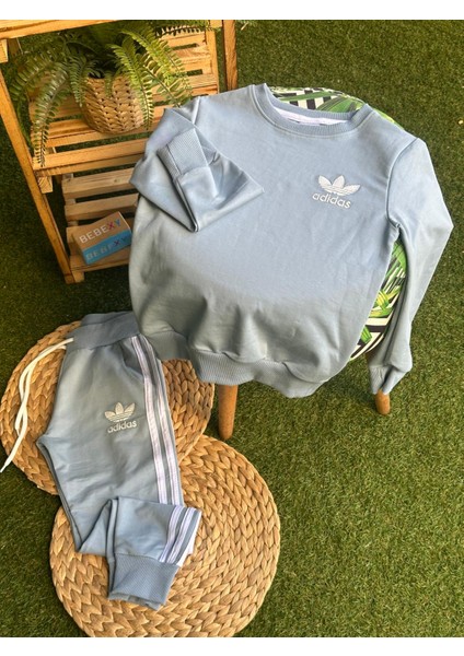 Yan Şeritli Cepli Eşofman Takım Mavi