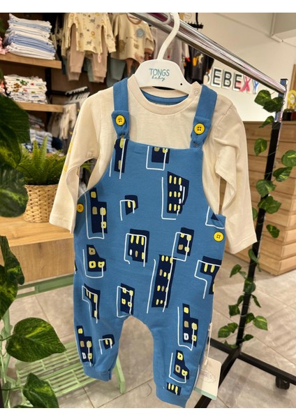 Man Baskılı Salopet Mavi 2'li