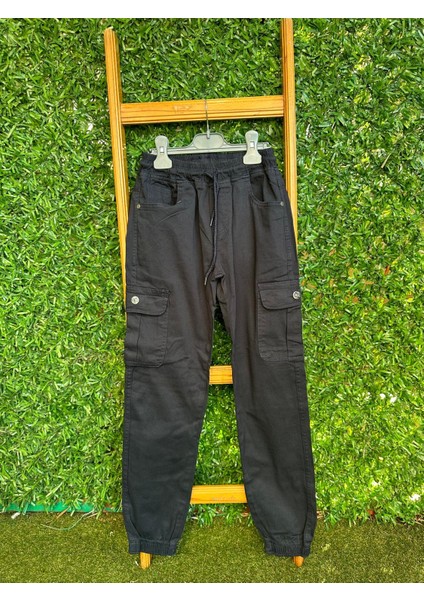 Kargo Cepli Gabardin Pantolon Siyah