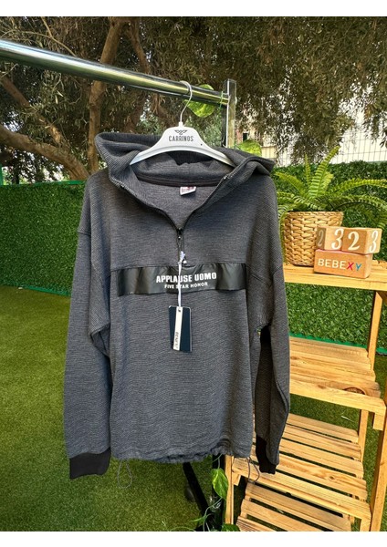 Realme Baskılı Kapüşonlu Sweatshirt Füme