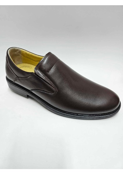 Hakiki Deri Bağcıksız Kahverengi Oxford Model Kauçuk Taban Erkek Ayakkabı C-74279K