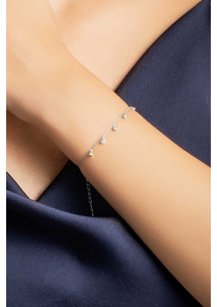 Minimal 18 Ayar Beyaz Altın Kaplama 18 cm Gümüş Bileklik modelleri