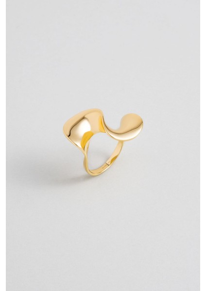 Modern Tasarım 18 Ayar Sarı Altın Kaplama Gümüş Yüzük