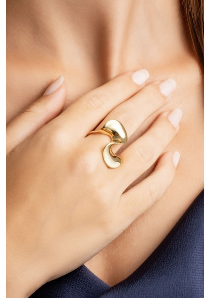 Modern Tasarım 18 Ayar Sarı Altın Kaplama Gümüş Yüzük modelleri