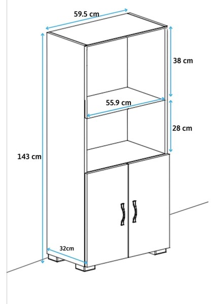 2 Kapaklı Bölmeli Mikrodalga Fırın Dolabı Mini Fırın Mutfak Dolabı 2 Kapılı Erzak Dolabı