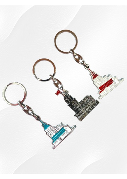 Galata Gift Istanbul, Üç (3) Adet Metal Anahtarlık, Ev, Ofis, Iş Yeri Anahtarlık, Sağlam Hediyelik Anahtarlık