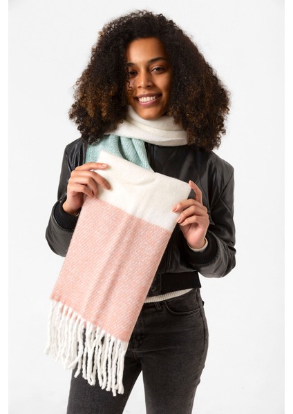 Püsküllü Buklet Atkı Şal 40X210 cm 1290 Pudra