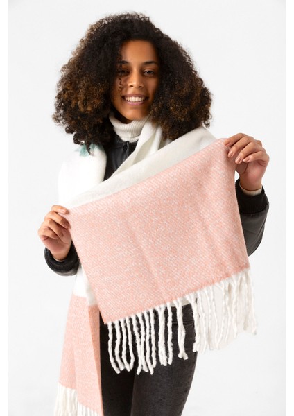 Püsküllü Buklet Atkı Şal 40X210 cm 1290 Pudra indirimleri