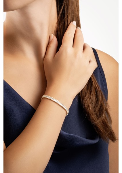 Elegant Baget 18 Ayar Sarı Altın Kaplama Gümüş Asansörlü Bileklik modelleri