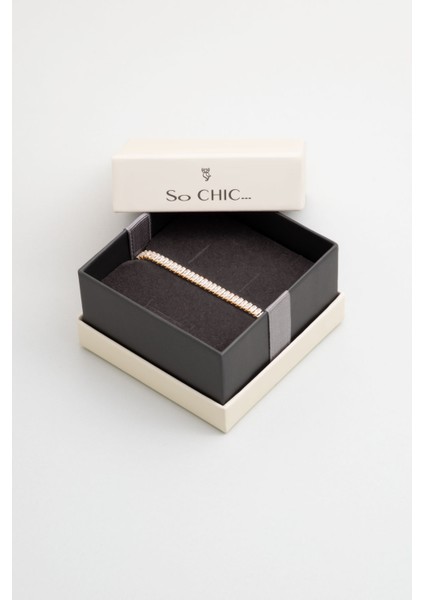 Elegant Baget 18 Ayar Sarı Altın Kaplama Gümüş Asansörlü Bileklik indirimleri