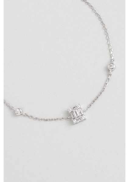 Minimal 18 Ayar Beyaz Altın Kaplama 19 cm Gümüş Baget Bileklik fiyatları