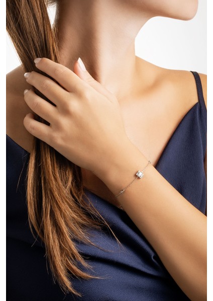 Minimal 18 Ayar Beyaz Altın Kaplama 19 cm Gümüş Baget Bileklik modelleri