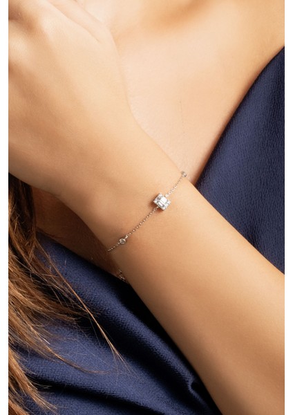 Minimal 18 Ayar Beyaz Altın Kaplama 19 cm Gümüş Baget Bileklik fırsatları