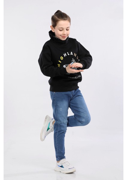 Degaje Yaka 3 Ip Kışlık Erkek Çocuk Kalın Sweatshirt Lacivert MRN7021