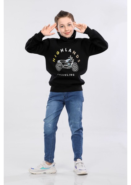 Degaje Yaka 3 Ip Kışlık Erkek Çocuk Kalın Sweatshirt Lacivert MRN7021 fiyatları