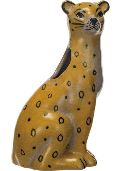 Warm Design Hand-Painted Leopar Desenli Vazo