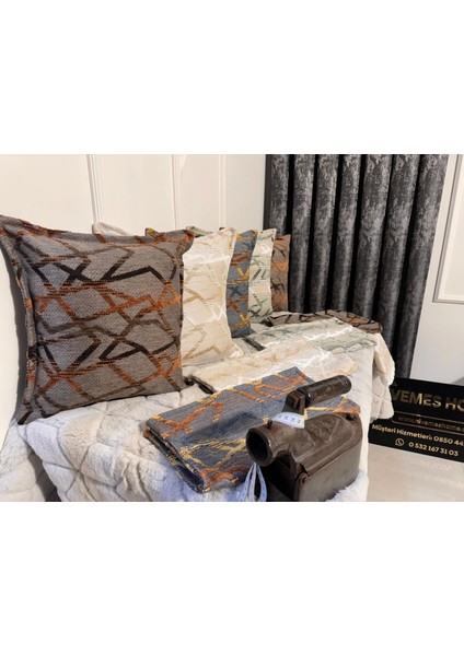 Nivemeshome Elyaf Dolgulu Kırlent 45X45 Mateo 63-04 Yeşil-Krem modelleri